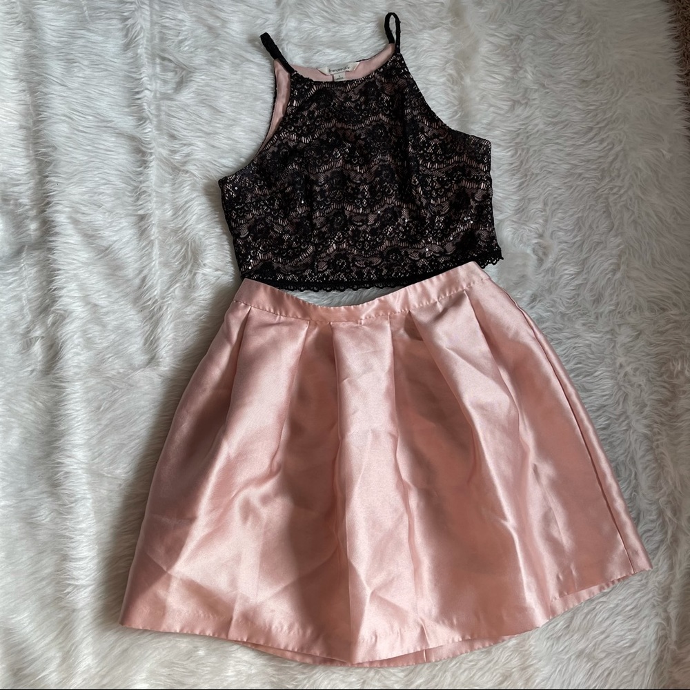 Francescas macayla crop top skirt dress set pink